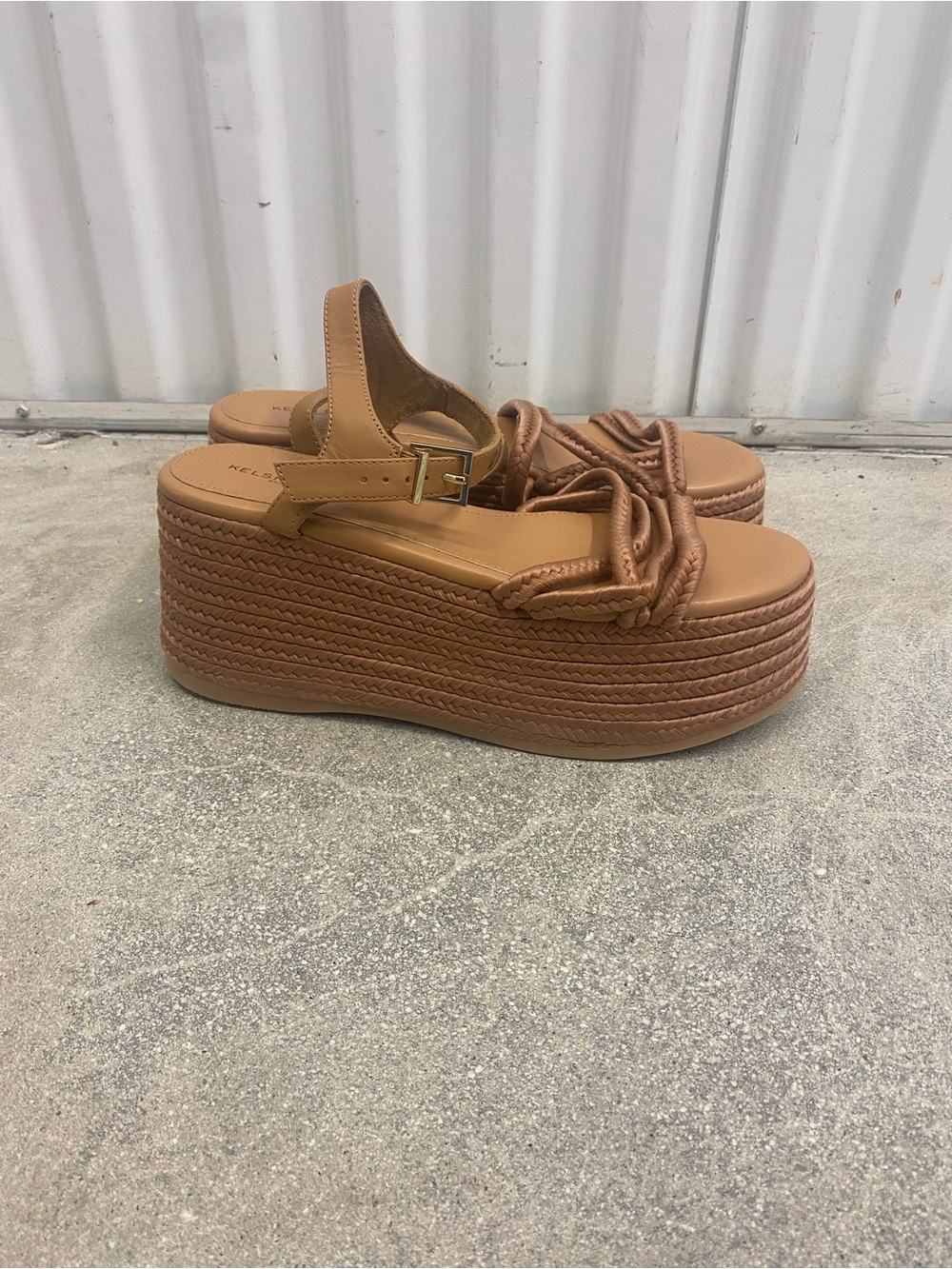 NEW Kelsi Dagger Tan Platform Rope Sandals, Size 9